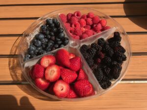 תותים ופירות יער בצלחת הגשה