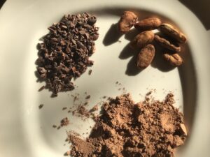 חומרי גלם שונים של קקאו נא