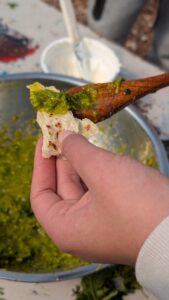 פסטו פרחי בר על פיתה